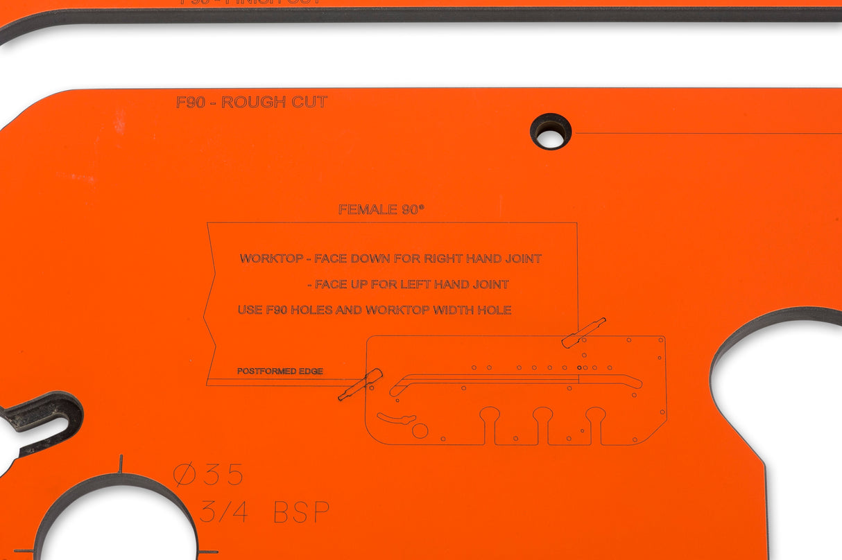 UJK Variable Angle Kitchen Worktop Jig showcasing its versatility and precision for left and right hand joints, corner radii, and end cuts