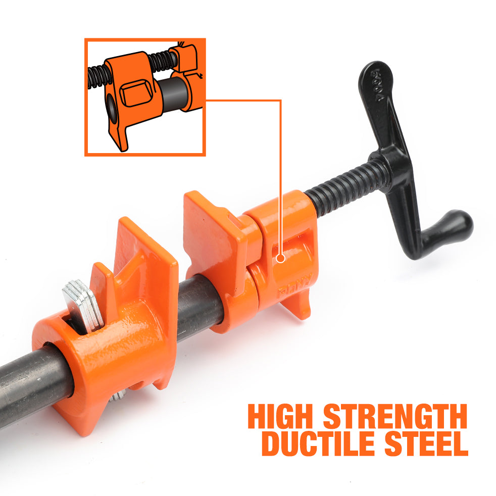 Pony Jorgensen Classic Clutched Pipe Clamp Fixture with 2100mm 3/4in Threaded Pipe in use