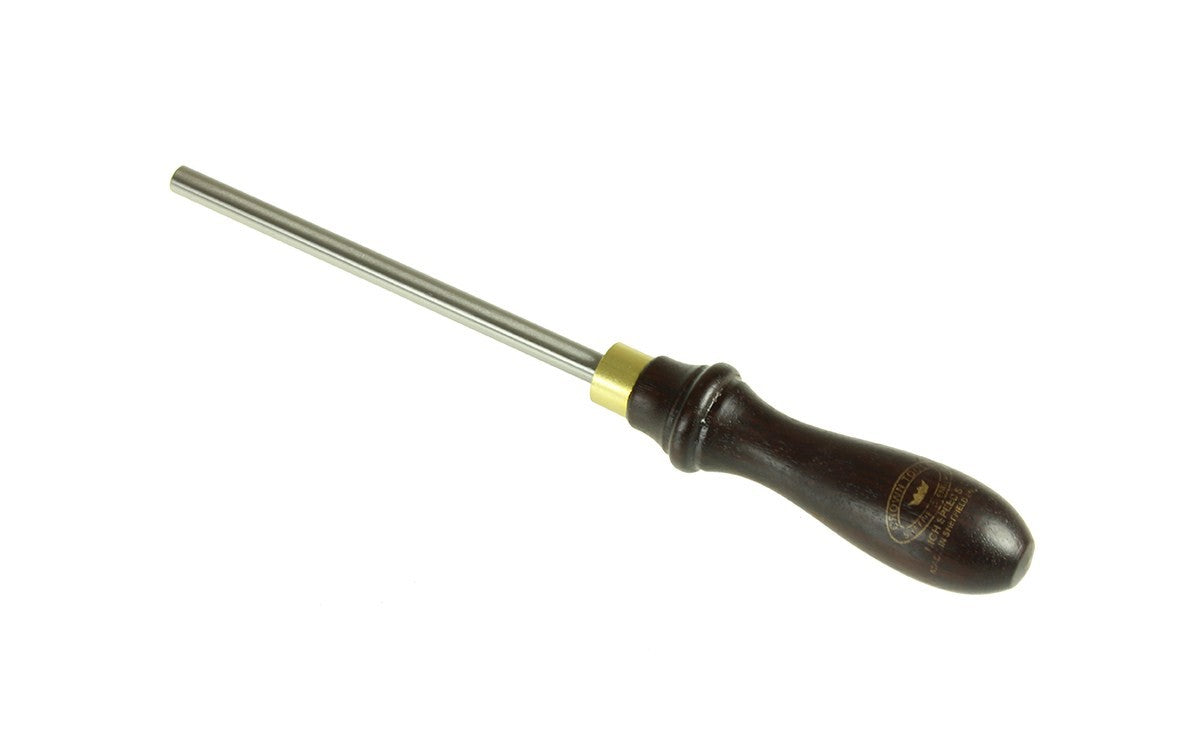 High-speed steel Crown Burnisher for creating hooks on rectangular cabinet scrapers. Made of hardened steel
