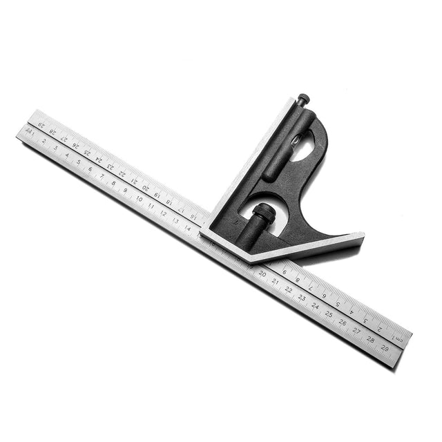 iGaging Two Piece Combination Square Set showing ruler and try square head with metric/imperial measurements