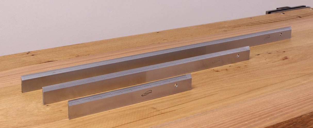Precision hardened steel straight edge tool for woodworking setups and accuracy checks, available in multiple lengths