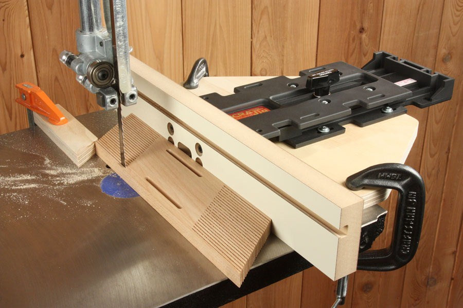 INCRA Fence, Stop & Right Angle Fixture for Original Jig in use on woodworking table