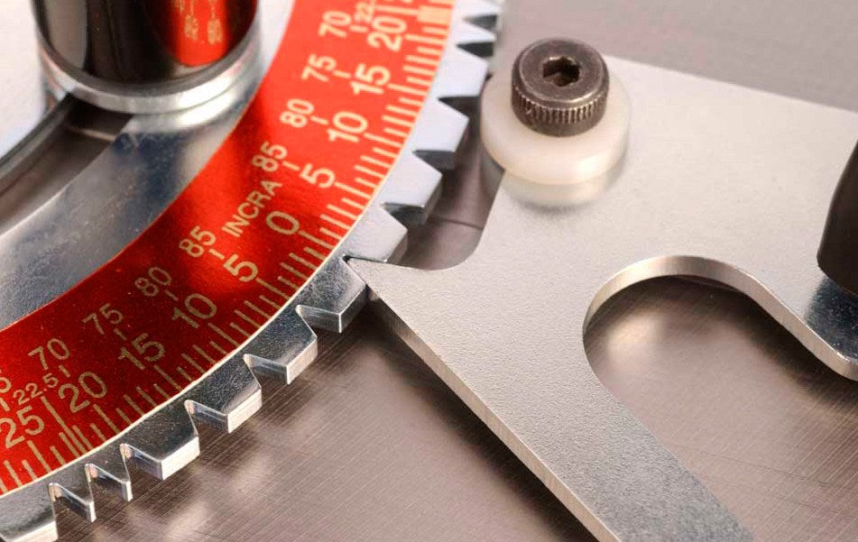 Incra V27 Mitre Guide close-up detail showcasing precise angle calibration