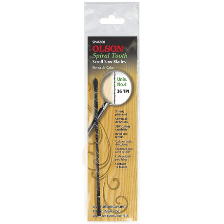 Olson Spiral Scroll Saw Blade 36TPI UN 4 in action, providing precise and effortless cutting for woodworking projects