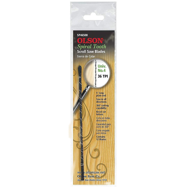 Olson Spiral Scroll Saw Blade 36TPI UN 4 in action, providing precise and effortless cutting for woodworking projects