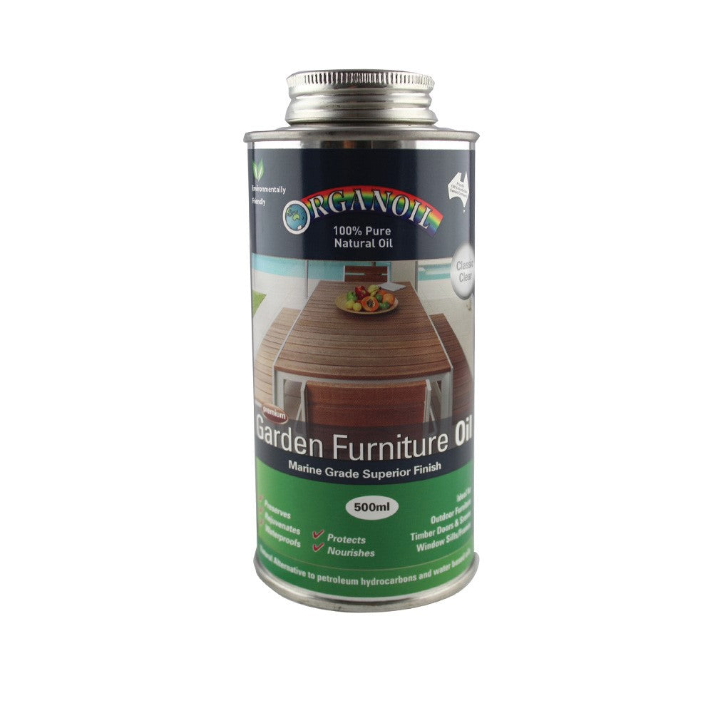 Organoil Garden Furniture Oil Natural Exterior Wood Finish application on outdoor wooden table