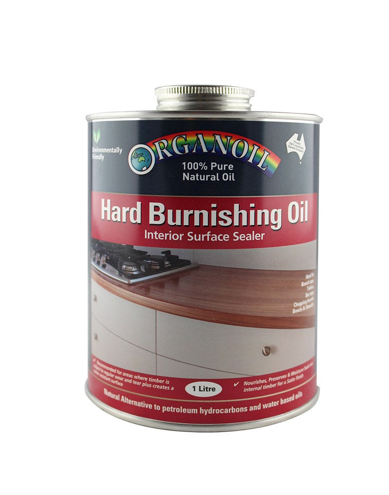 Organoil Hard Burnishing Oil natural wood finish application on woodworking project