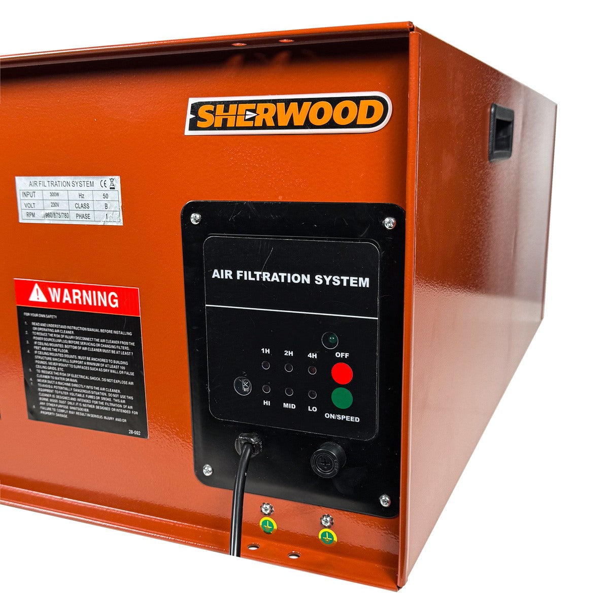 Sherwood 1000CFM Room Cleaner Air Purifier in workshop setting