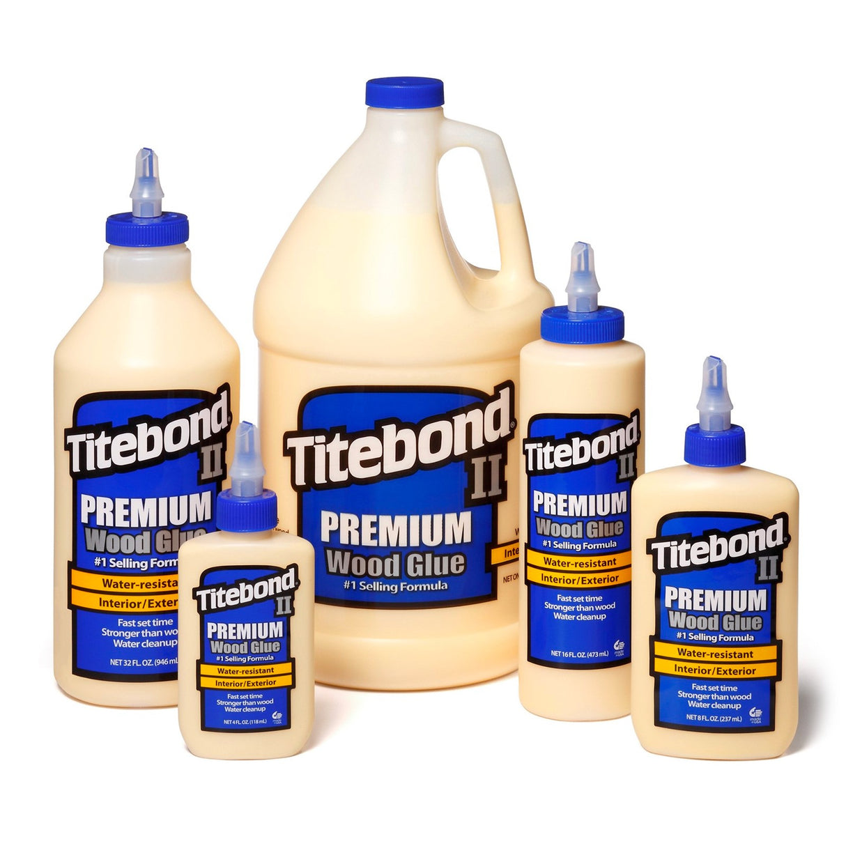 Titebond II Premium Water Resistant Glue - Yellow Aliphatic Resin - Product Image Angle