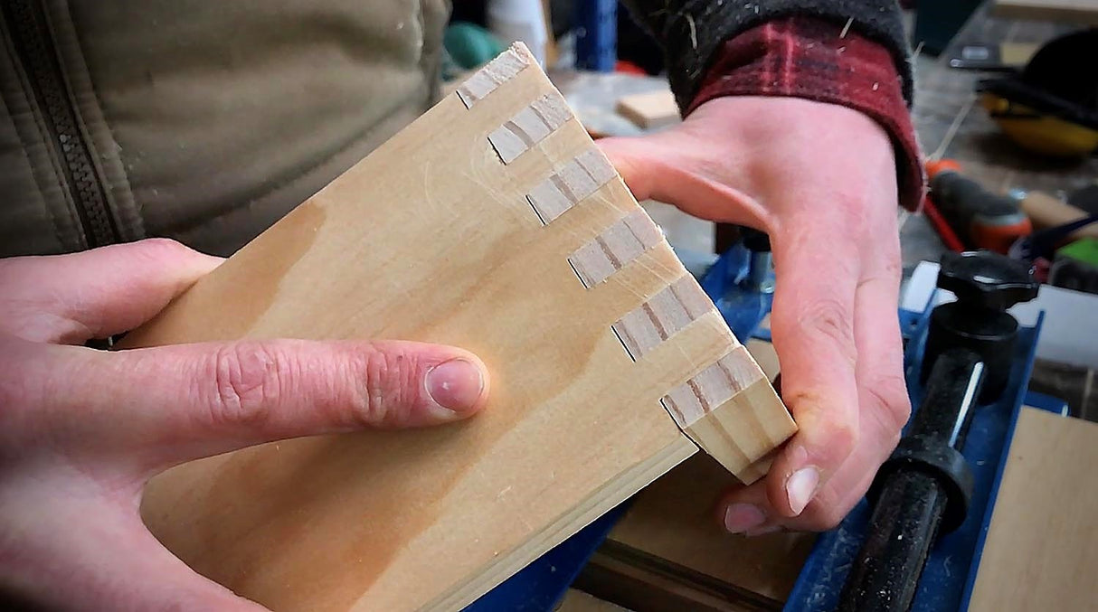 Baladonia Dovetail Jig for 1/2in Half-Blind Template, angled view showcasing precision woodworking tool