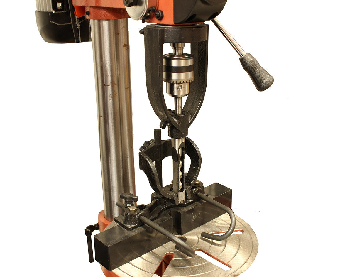 Sherwood Mortice Attachment for Drill Presses conversion kit in use on drill press