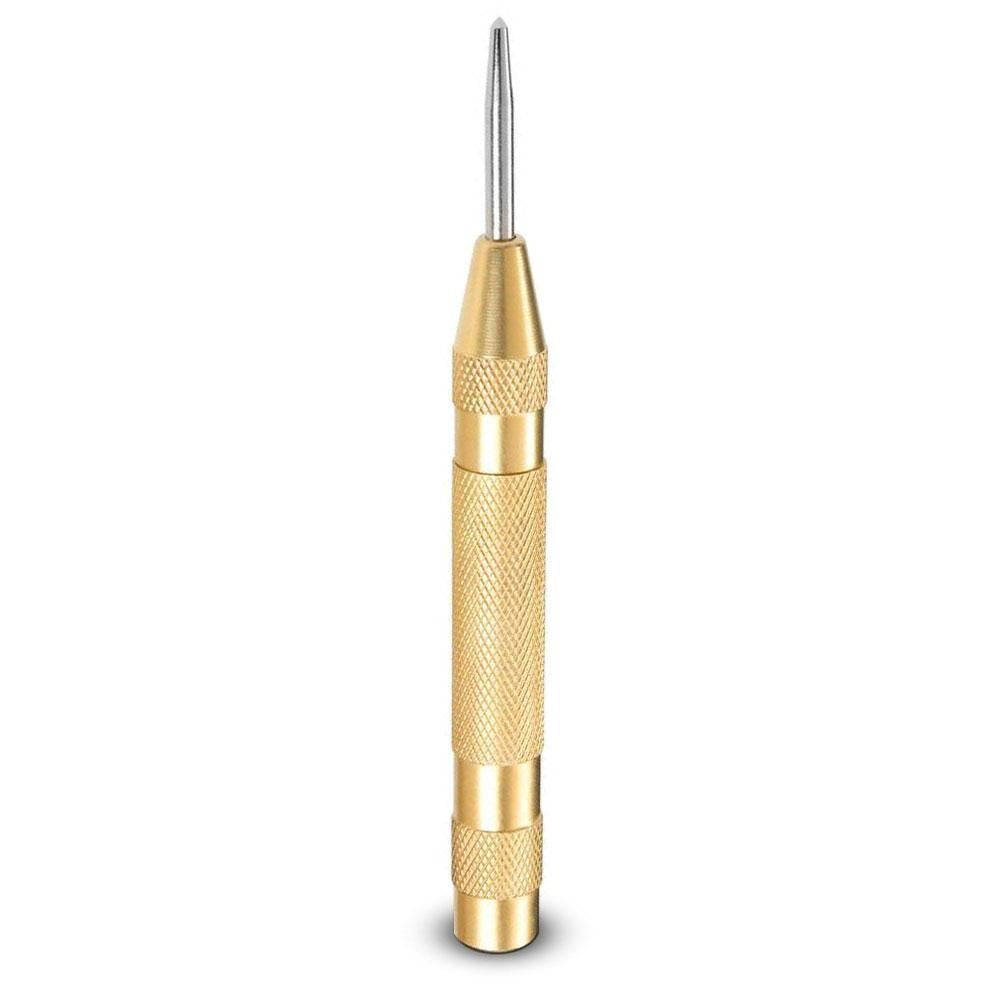 Automatic Centre Punch with 98mm long knurled brass handle and 25mm hardened steel point