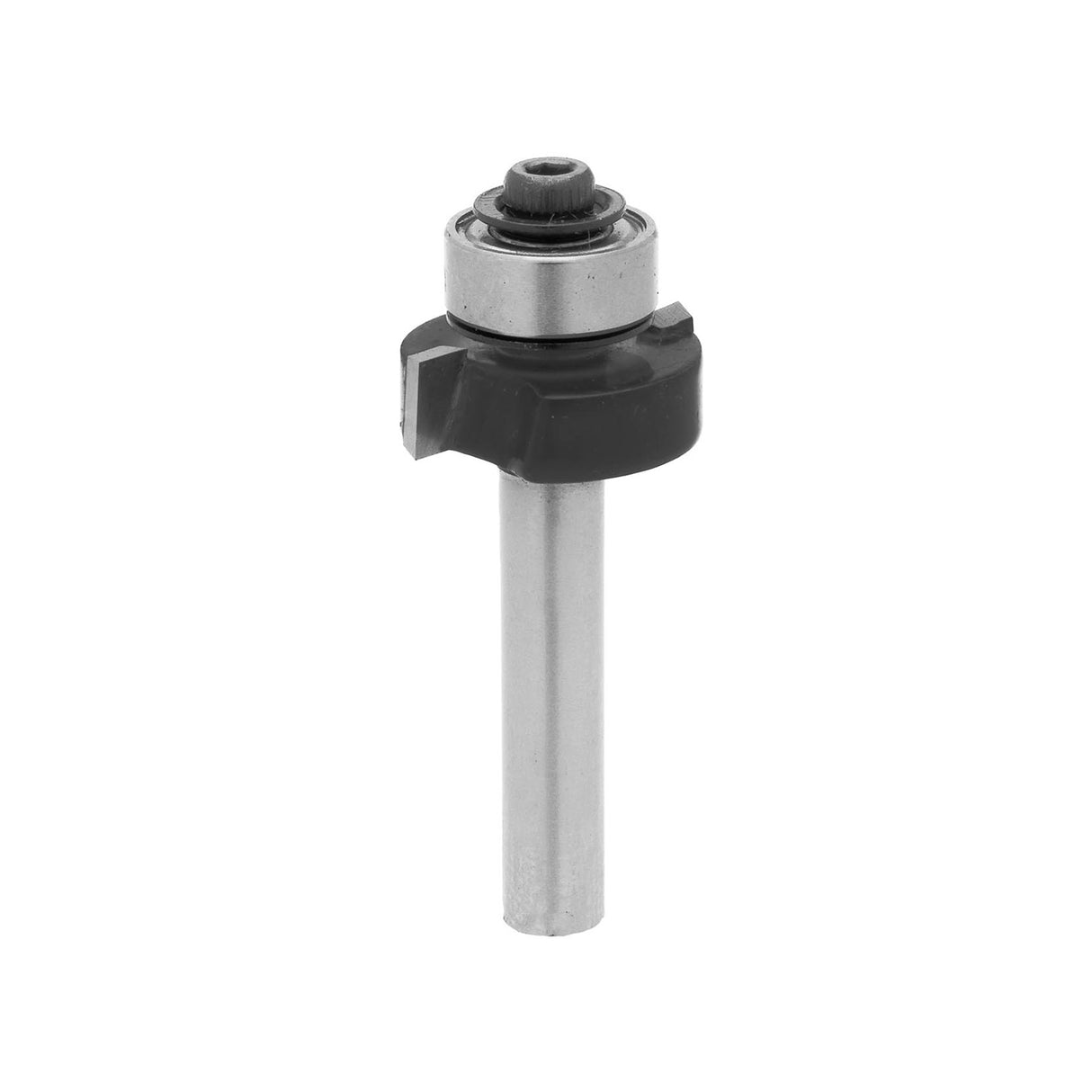 Torquata 1/4in Shank Rebate Router Bit creating precise rebates with guide bearing. Ideal for furniture makers and cabinetmakers