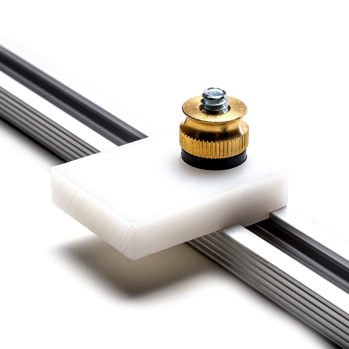 Torquata T-Track Stop & Knob 30 x 40mm Low Profile - PE UHMW material, ideal for precise positioning in t-track woodworking setup