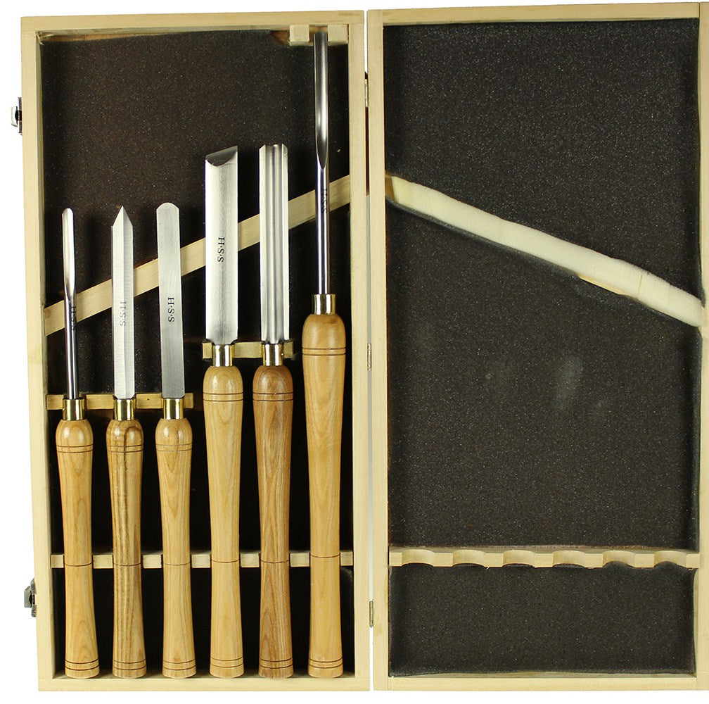 Baladonia Wood Turning Beginners Tool Set of 6 chisel blades with high-speed-steel material