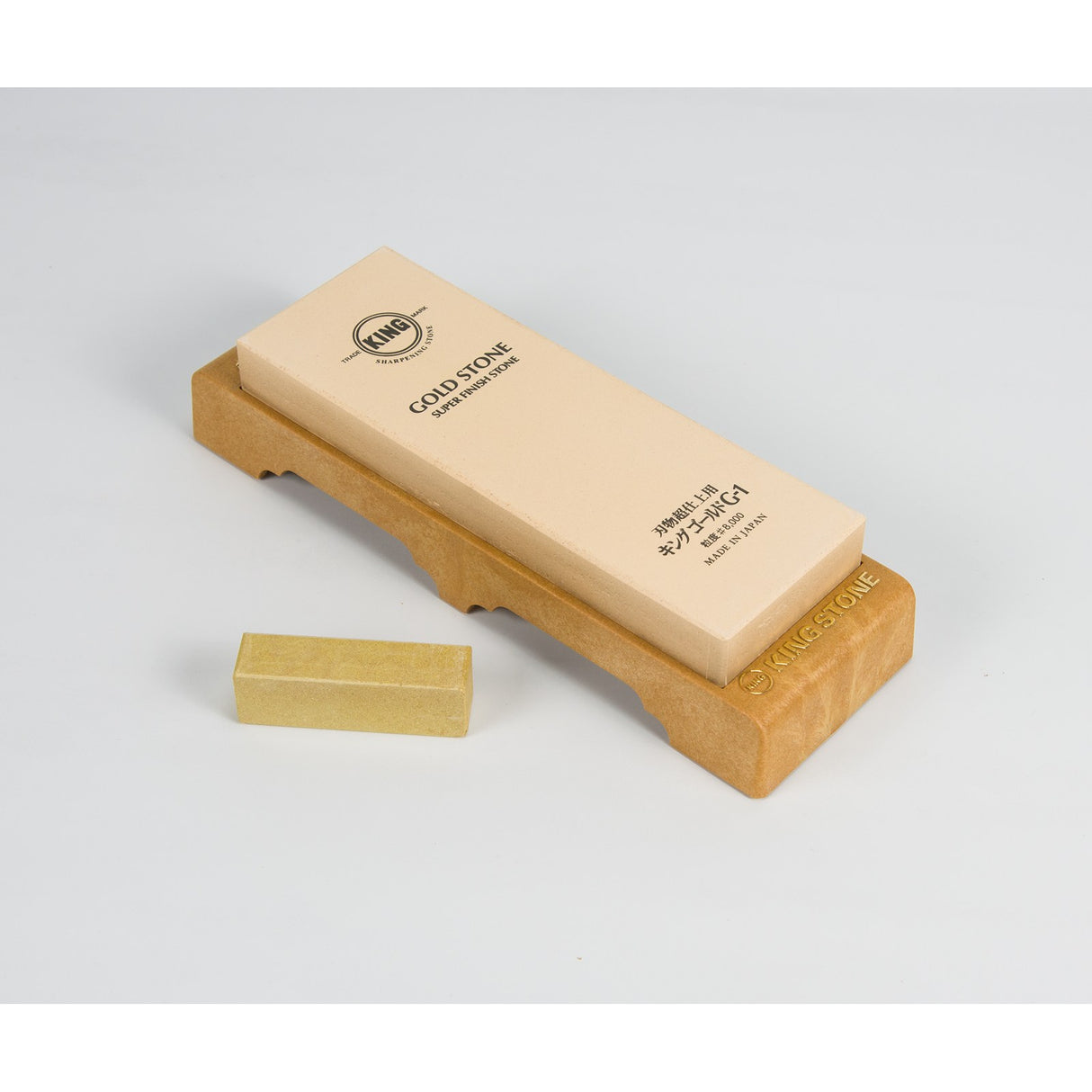 King Bench Waterstone Superfine 8000 Grit with Base on stand, ideal for chisels and plane blades