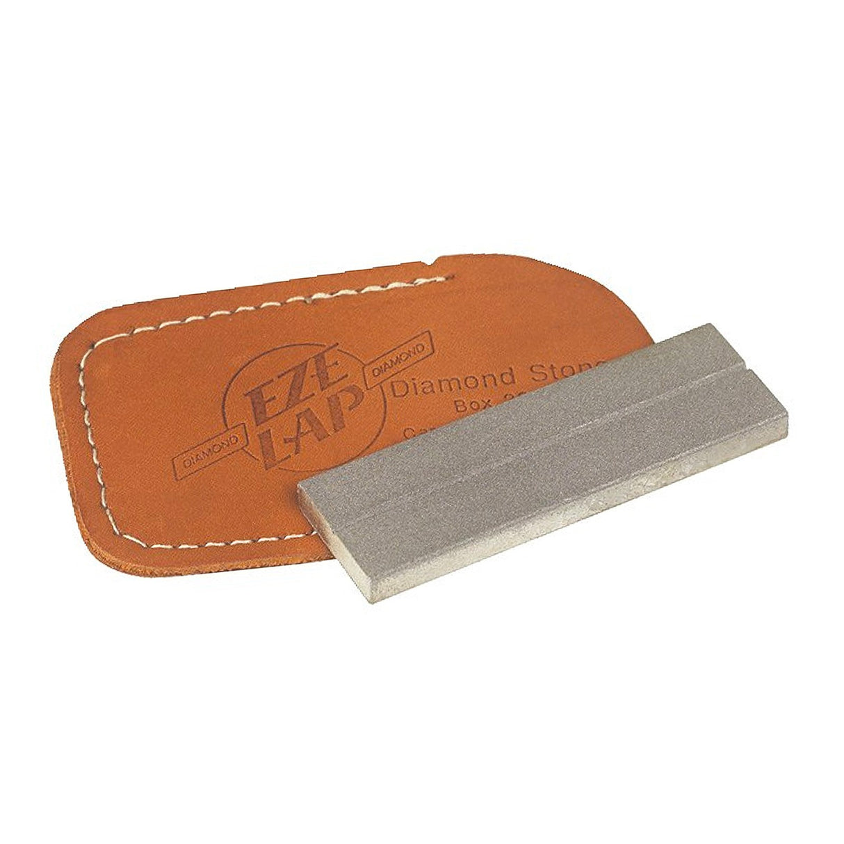 Eze-Lap 600 Grit Diamond Sharpening Plate with Leather Pouch, ideal for hunting knives, fishing knives, woodworking tools, and axes