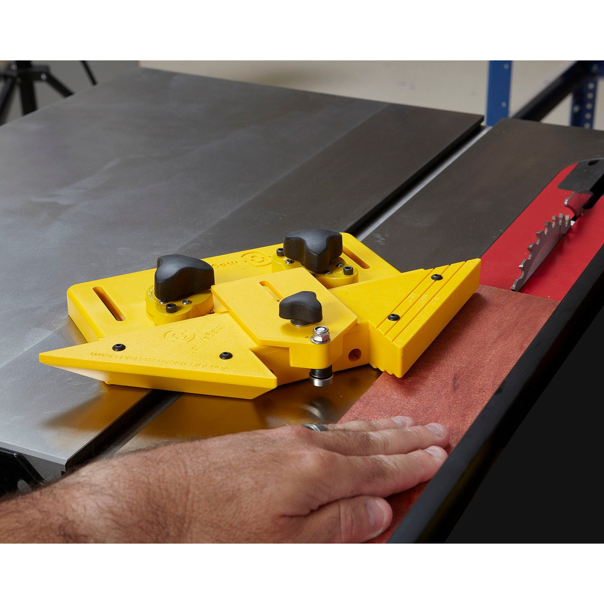 Magswitch Ultimate Thin Stock Rip Guide - Front view showing adjustable ball bearing for precise rip cuts