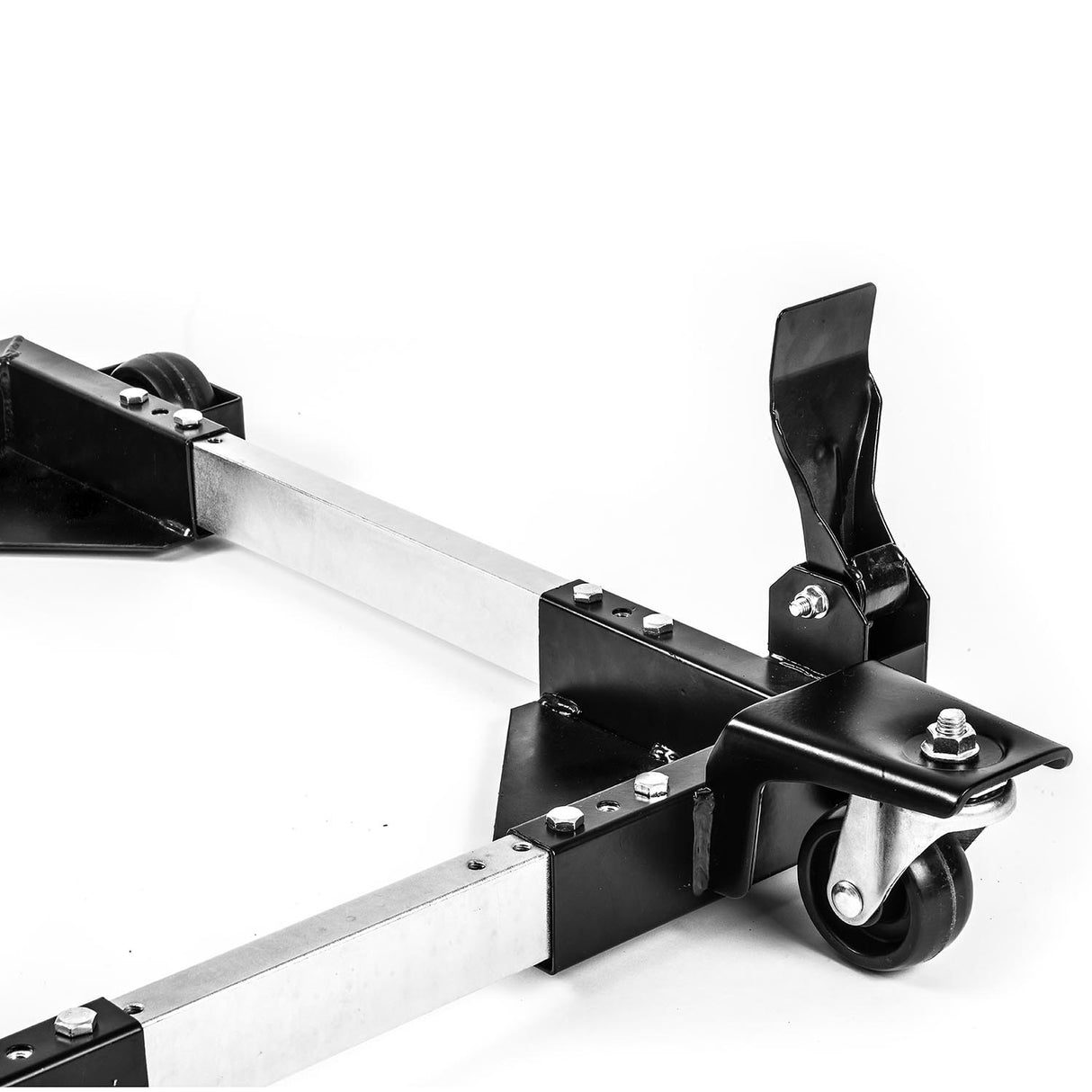 Sherwood 400kg Mobile Machine Base Wheel Kit in workshop corner, showcasing easy mobility for heavy machines