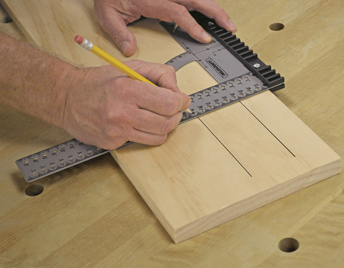 Milescraft Carpenter's Framing Square Metric for woodworking and carpentry projects. Easy protractor readout for measuring angles