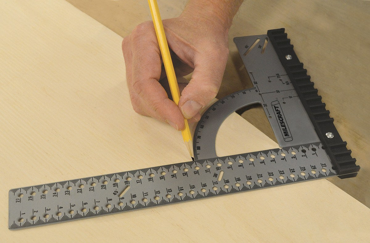 Milescraft Carpenter's Framing Squares Metric, showcasing easy protractor readout for precise angle measurements
