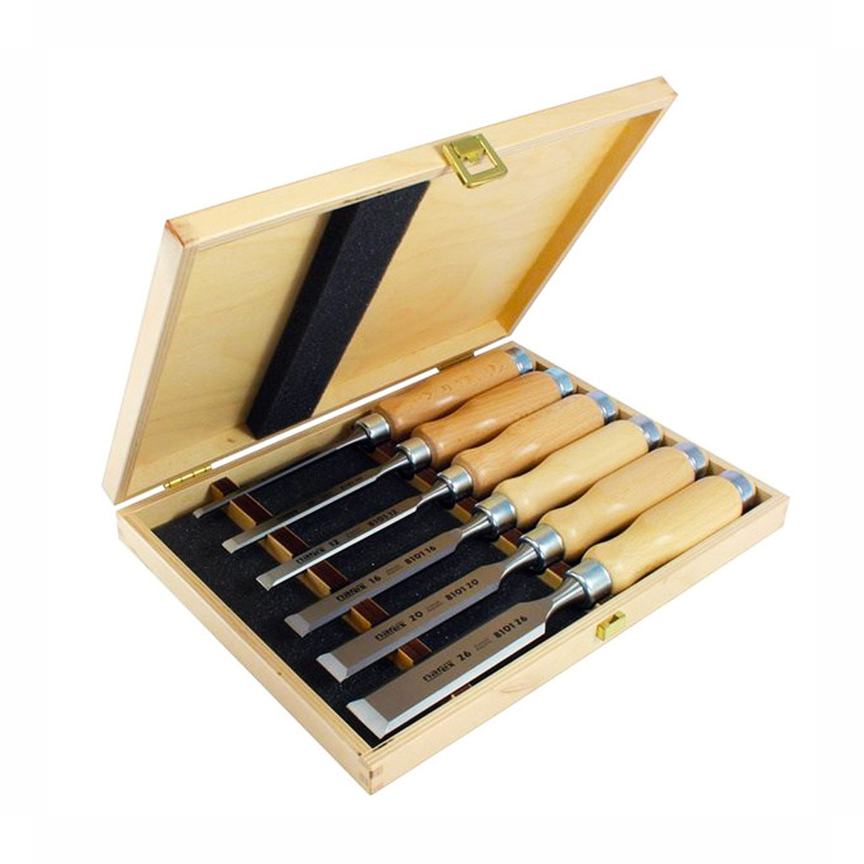 Narex Set of 6 Cabinet Chisels Bevel Edge in Wooden Case - Variety of chisel sizes in a stylish wooden case. Perfect for wood joinery