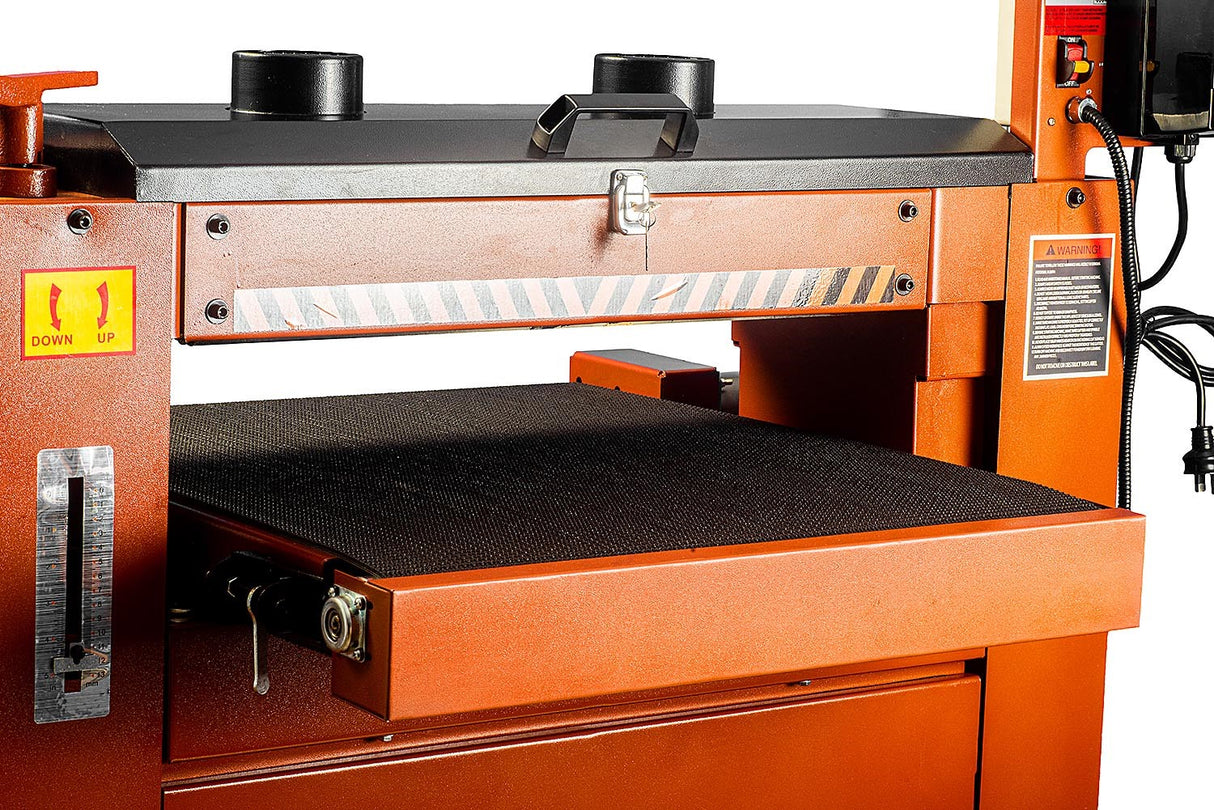 Sherwood 26in Drum Sander in action, showcasing its wide drum design and industrial-grade power