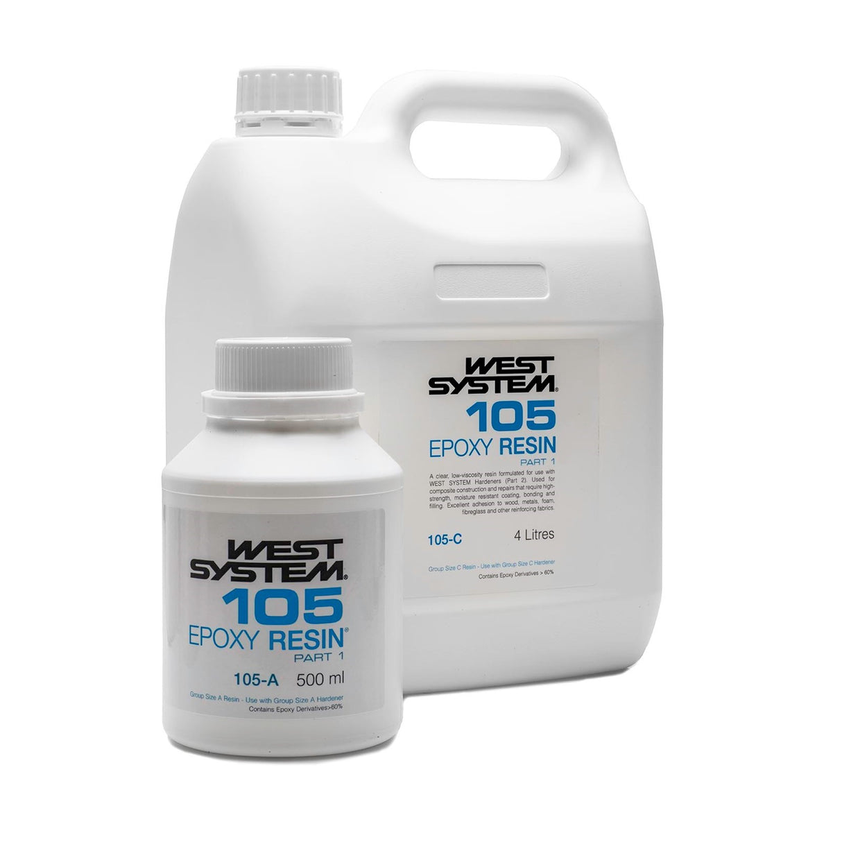 West System 105 Epoxy Resin Part A - High strength, low viscosity epoxy resin in a bottle