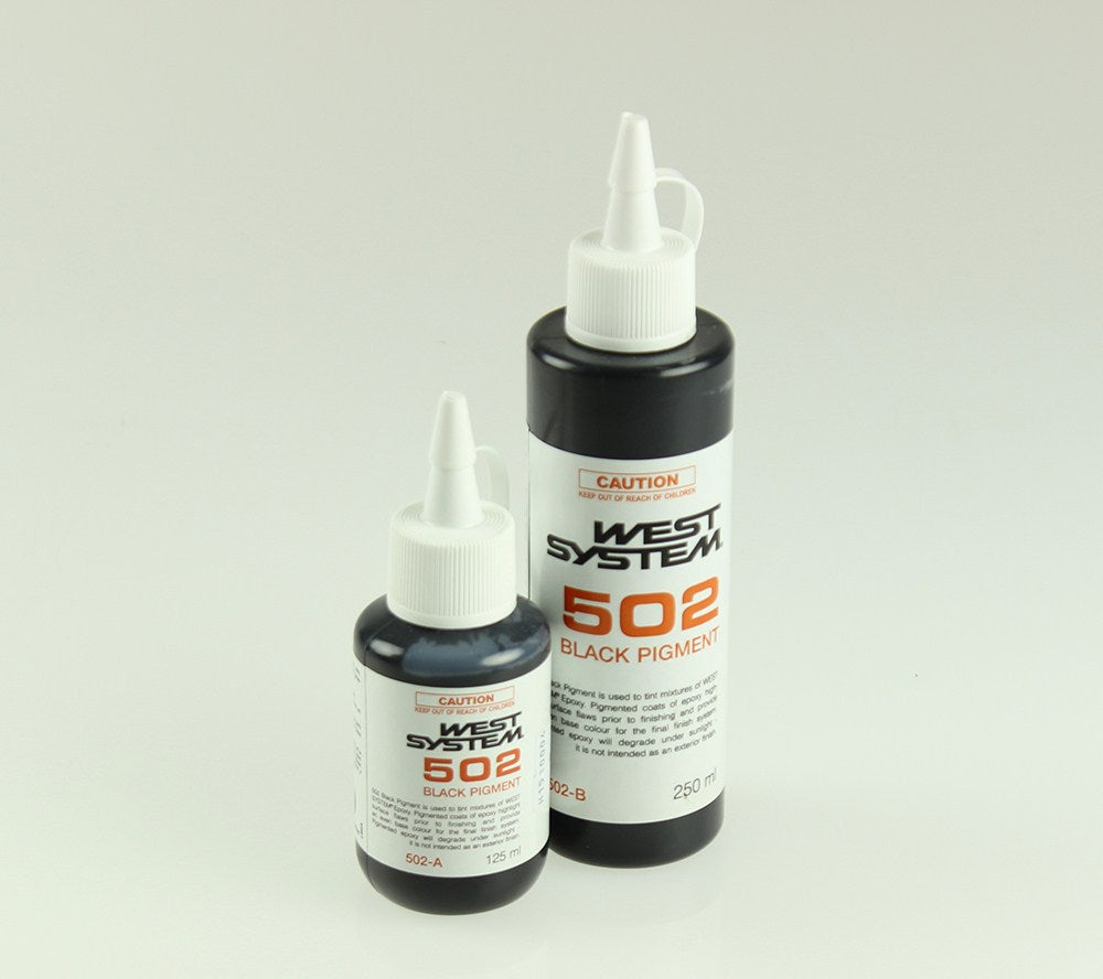 West System 502 Black Pigment for Epoxy Resins, showing a close-up of the pigment container