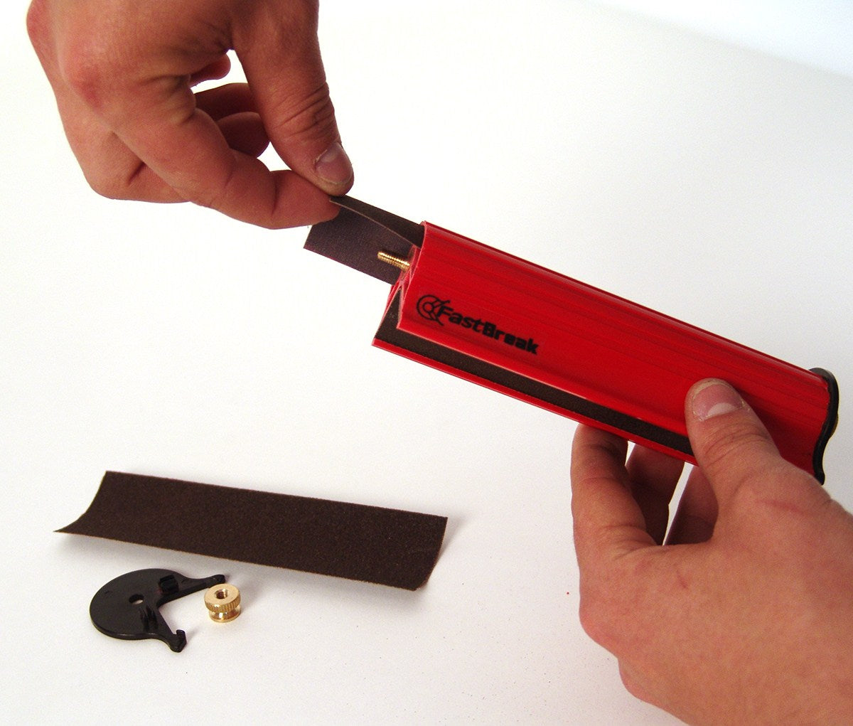 FastCap Original FastBreak Edge Sander sanding sharp melamine edge efficiently