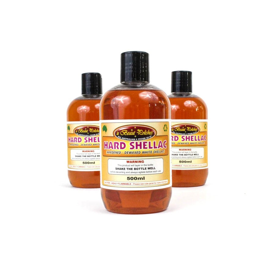 U Beaut Hard Shellac Polish Wood Finish 500mL - High heat, water, and alcohol resistance for durable woodworking projects