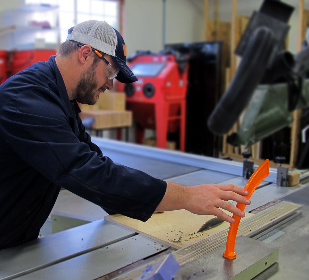 FastCap 11th Finger Magnetic Push Stick in use with table saw