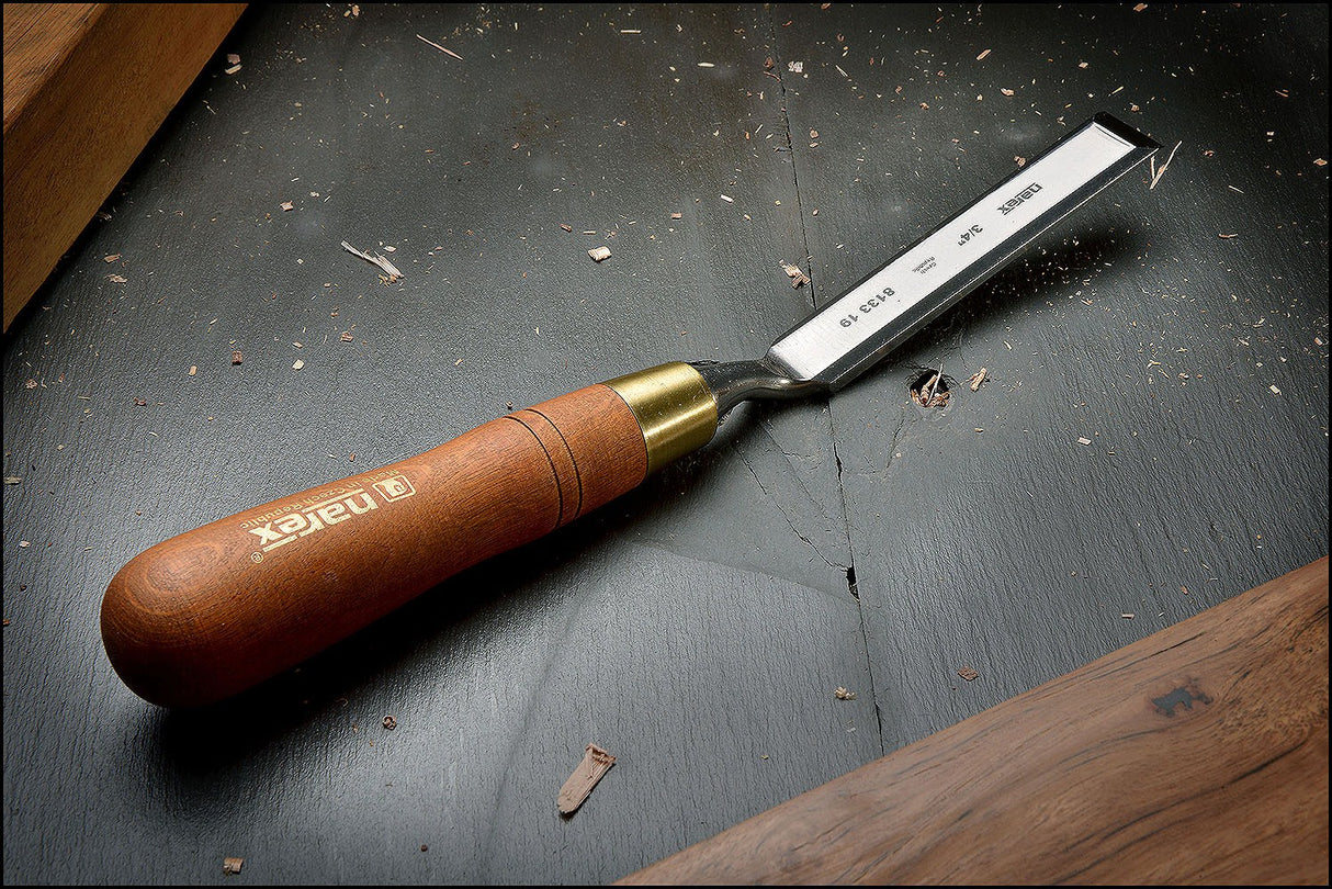Narex Cranked Neck Paring Chisels forged from chrome-manganese steel, precisely sharpened