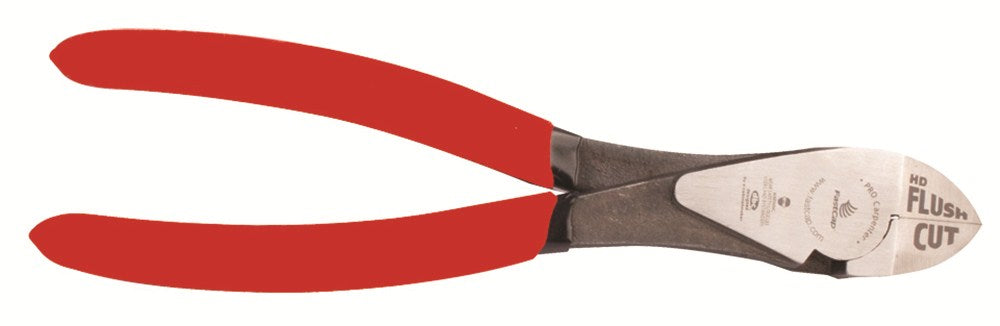 FastCap Heavy Duty Flush Cut Trimmers in action, trimming wood with precision