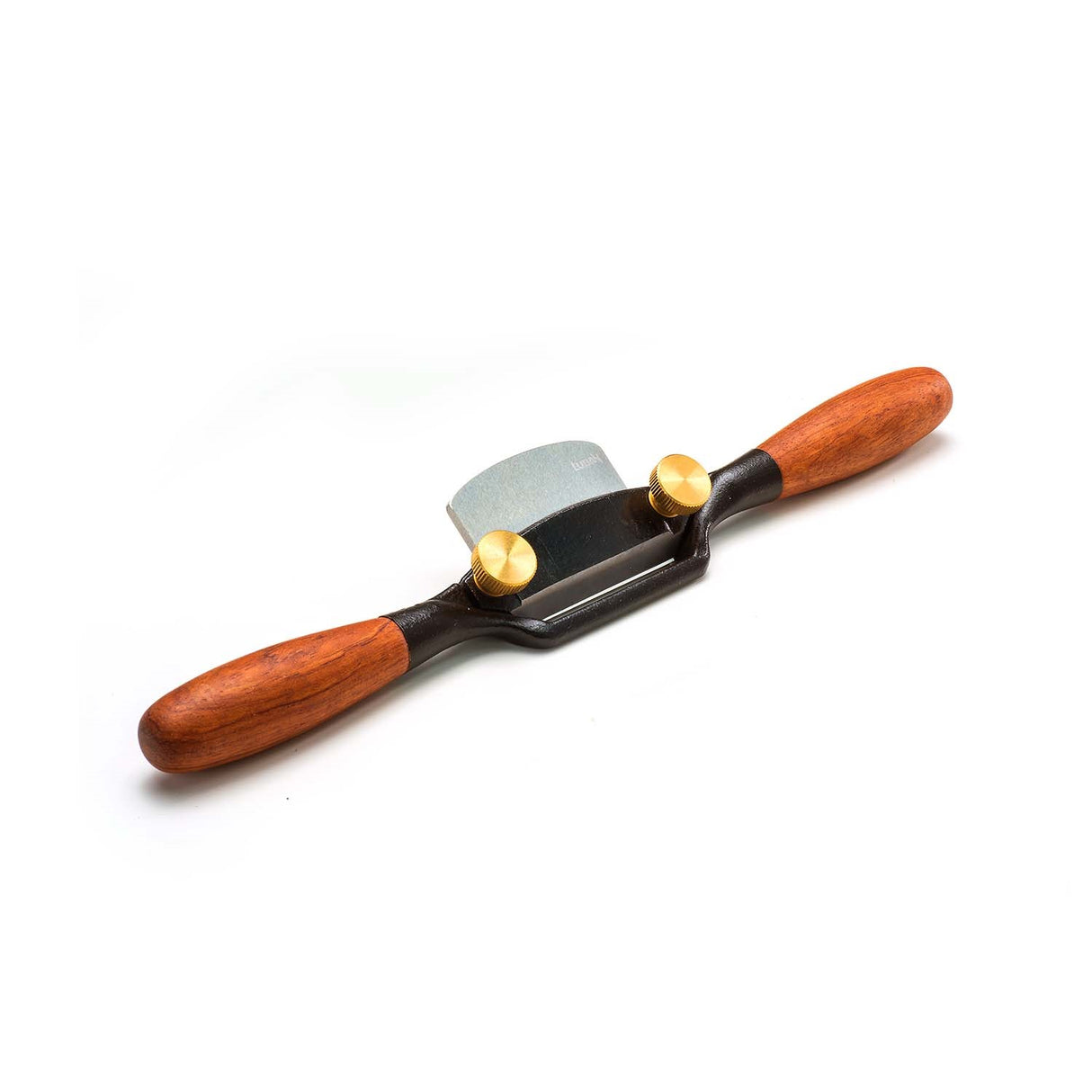 Luban Flat Sole Spokeshave with Bubinga Handle, showcasing elegant design and sturdy cast iron construction