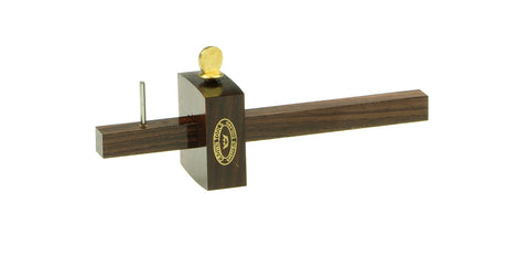 Crown Mini Marking Gauge 120mm Rosewood & Brass woodworking tool view from front angle