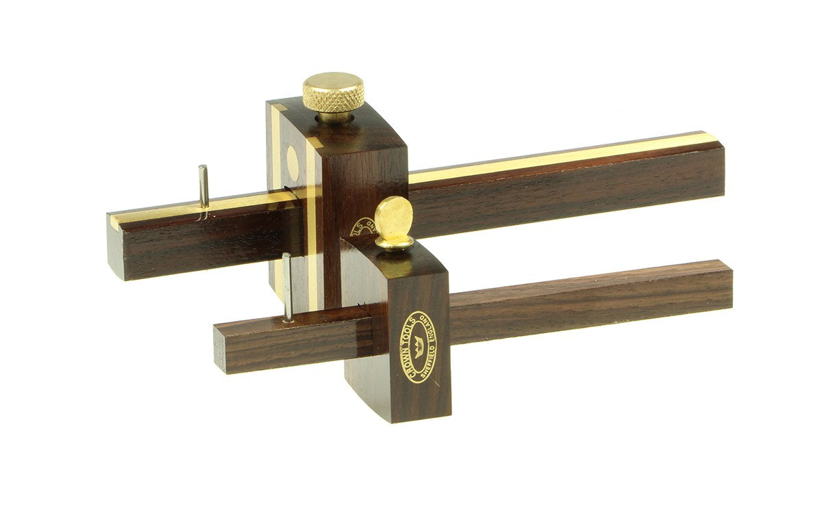 Crown Mini Marking Gauge 120mm Rosewood Brass angled view