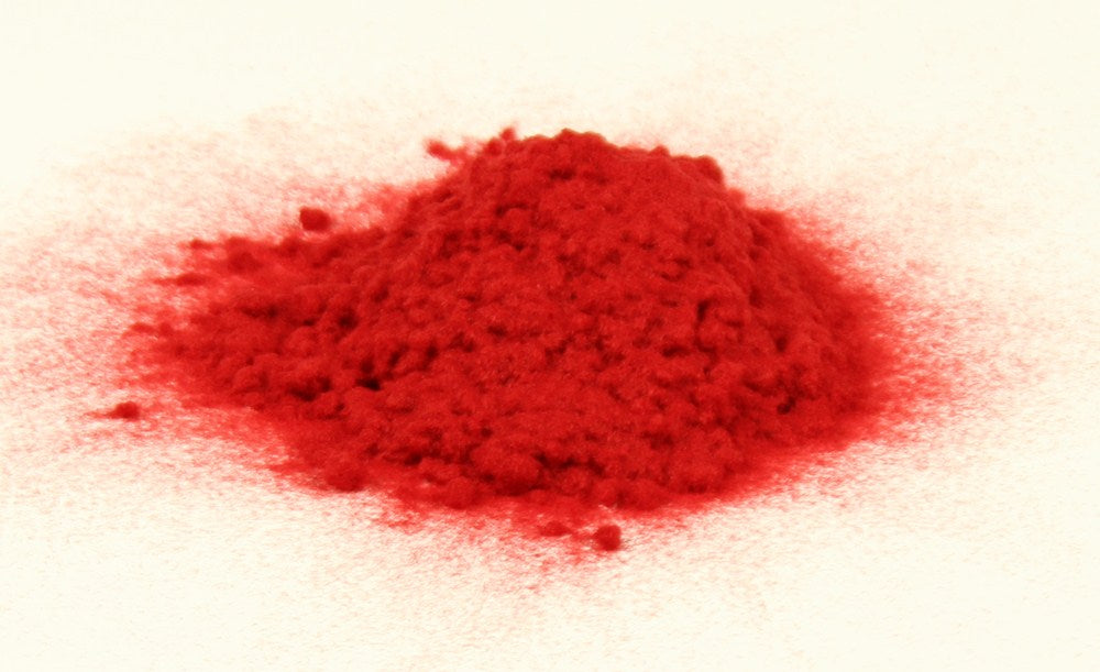 Red flocking powder for woodworking projects, ideal for creating a velvety finish on wood surfaces