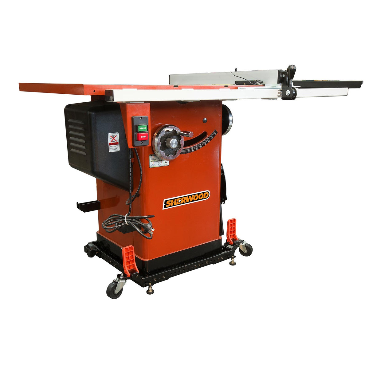 Sherwood 230kg Mobile Machine Base Wheel Kit: Two fixed and two swivelling castors with reinforced plastic foot levers