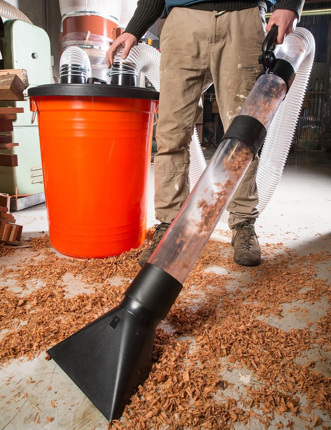 Sherwood 4in Dust Cyclone Extraction Kit with Vacuum Wand - Enhance dust extraction efficiency with vortex separation technology