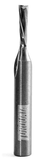 Solid carbide spiral downcut router bit for accurate woodworking tasks