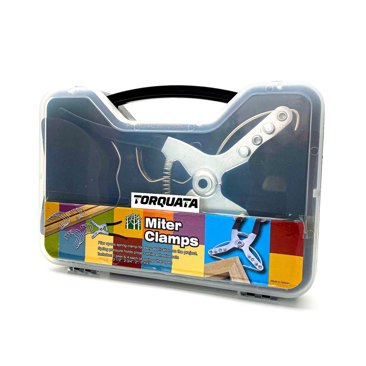 Torquata Mitre Spring Clamp Set with Spreader and various clamp sizes in use