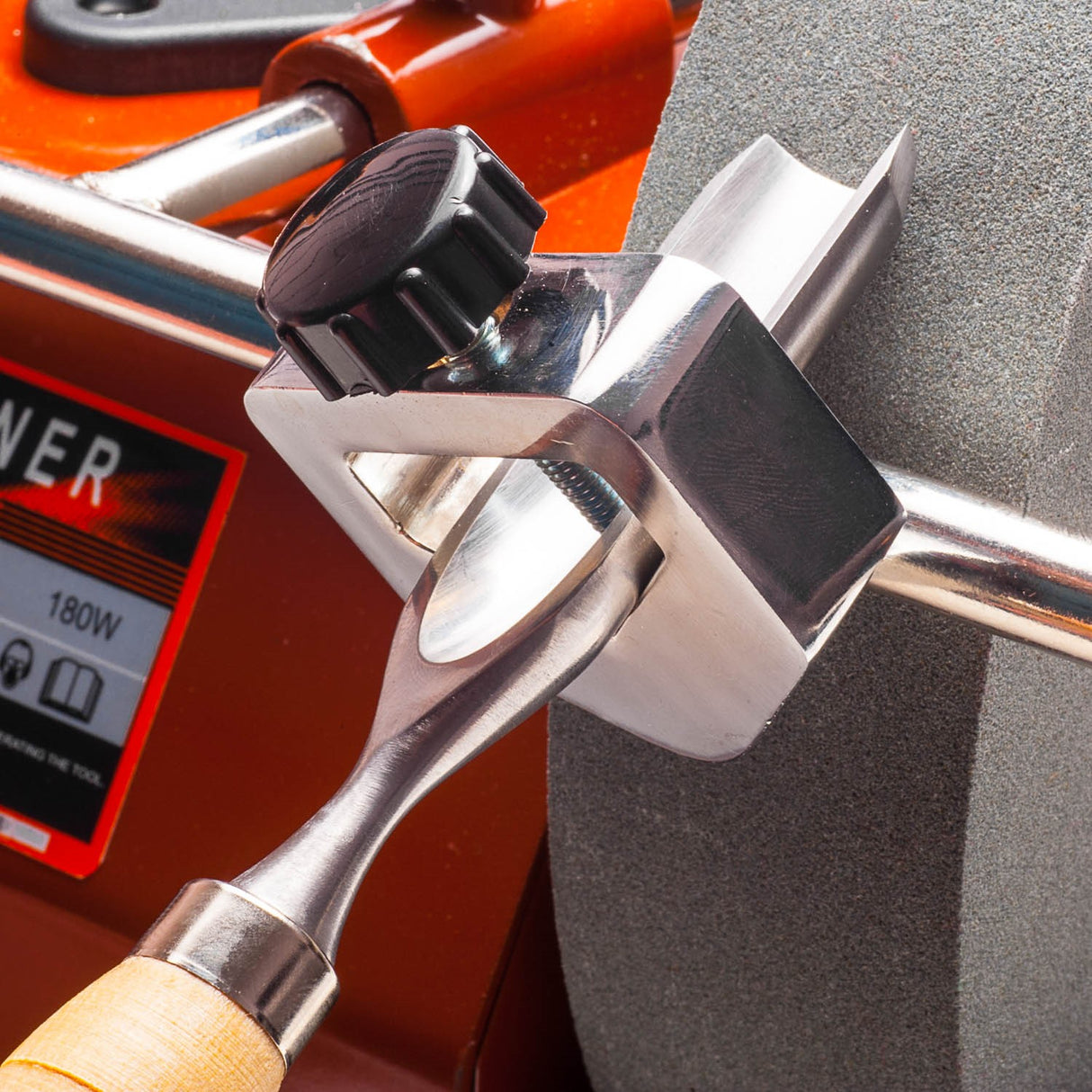 Sherwood wet stone grinder carving tool jig for 35mm gouges on 12mm support bars