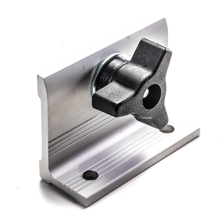 Torquata Aluminium Mount Bracket for T-Track Fence - Side view showing dimensions and hole details