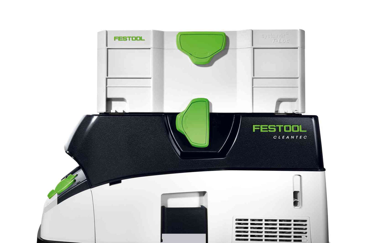 Compact Festool CTM 26L M Class Dust Extractor in use, efficient dust extraction for woodworking tasks