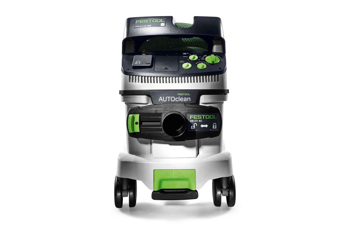 Festool CTM 36L M Class Dust Extractor in use, showing efficient dust extraction in workshop