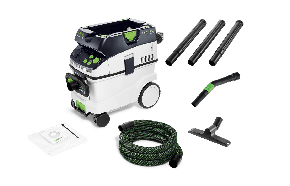 Festool CTM 36L M Class Autoclean Dust Extractor in action, perfect for sawing, sanding, and routing tasks