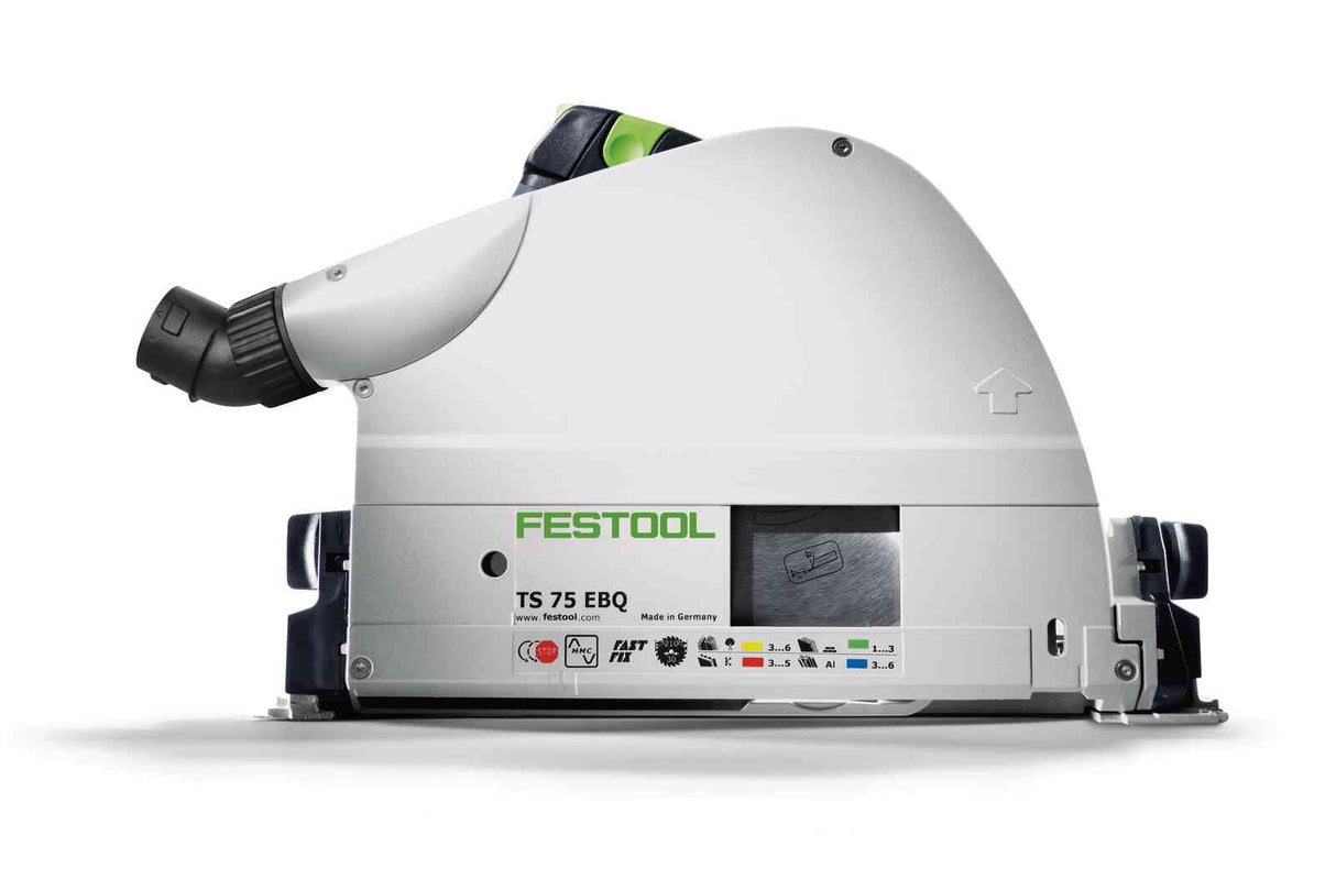 Festool TS 75 210mm Plunge Cut Circular Saw in Systainer with 1400mm Rail - Side view showing precise cutting depth adjustment