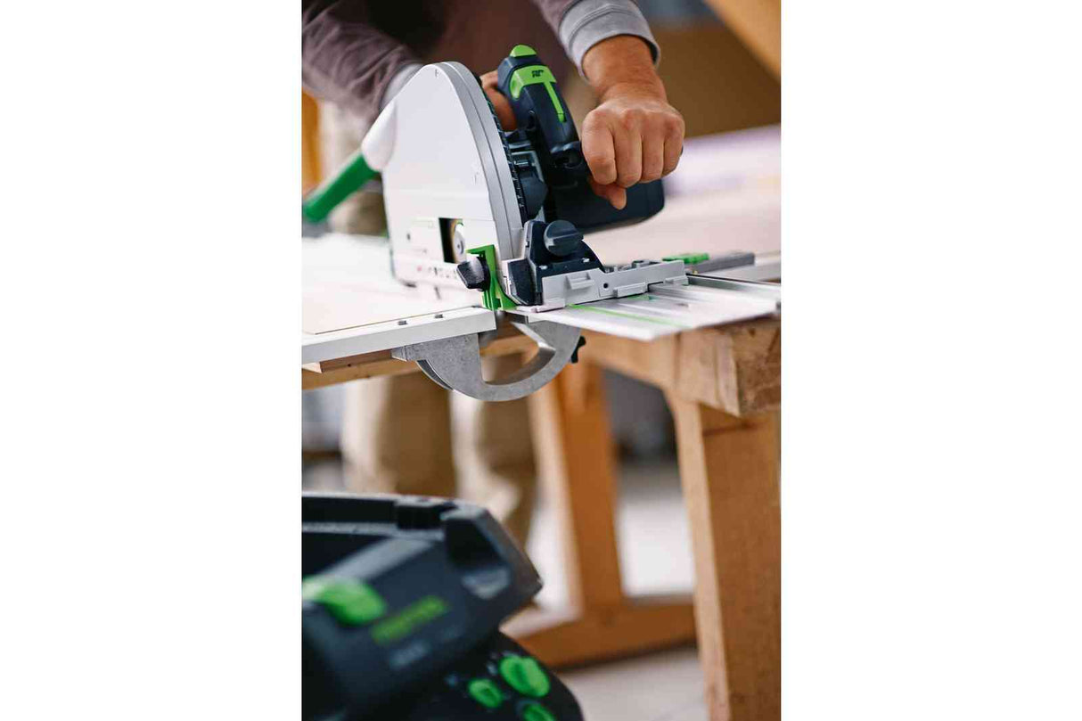 Festool TS 75 210mm Plunge Cut Circular Saw with 1400mm Rail in Systainer, showcasing precise cutting depth and lightweight design