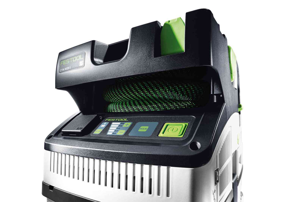 Festool CTM MIDI-I 15L M Class Dust Extractor - Compact design with touch operation and storage area